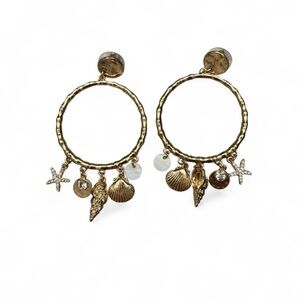 Lilly Pulitzer Gold Ocean Charm Hoop Earrings